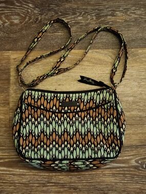 Vera Bradley Green & Brown Patterned Little Crossbody Bag